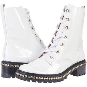 SCHUTZ ANDORRA STUDDED COMBAT BOOTS - WHITE- NEW